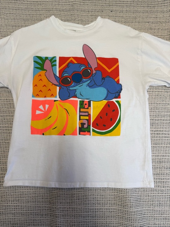 Zara Other - Zara Kids x Disney White Kids Graphic Tee Stitch and Fruit Print